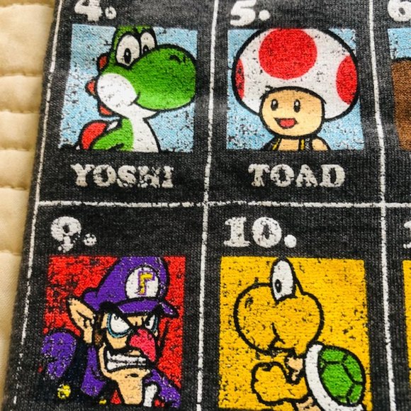 Super Mario Periodic Table Gray Graphic T-shirt Men's Large Luigi Toad Bowser - Picture 5 of 11